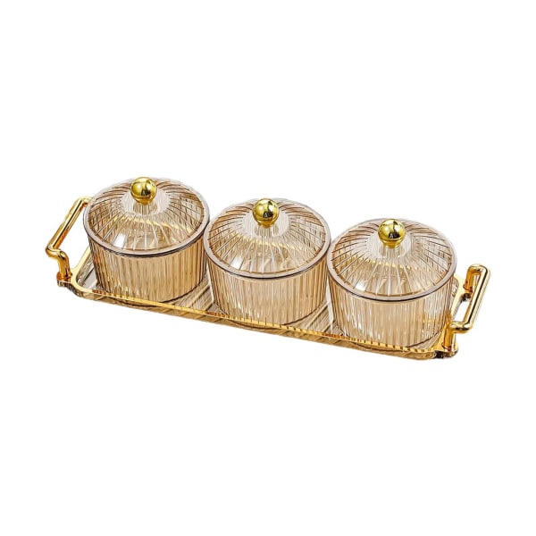 1/2/3 Klart Bröllopsfruktsnacks Serveringsfat med Elegant Amber 3 Bowls 1 Pc