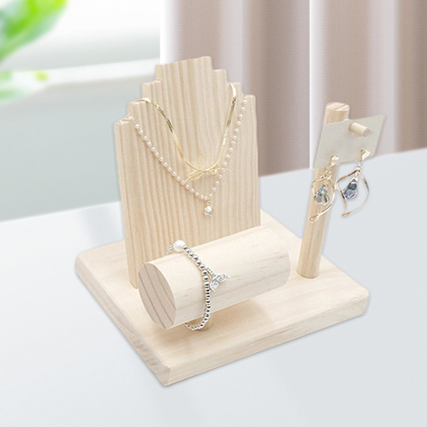 Träsmycke Display Stand Hållare för halsband Counter