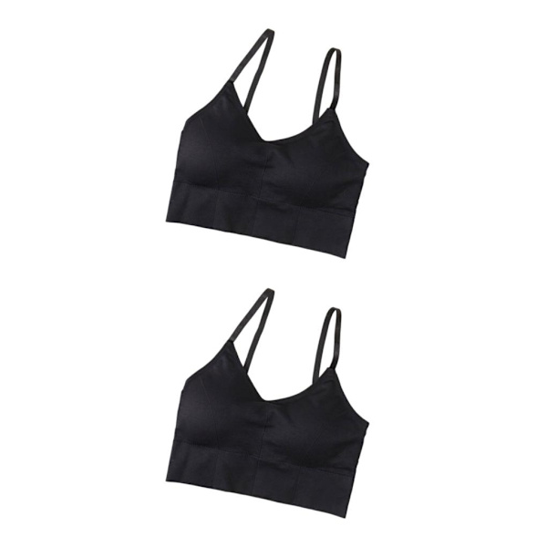1/2/3/5 Dam Tank Crop Top BH Sexiga Underkläder Underkläder Bralette Black 2PCS
