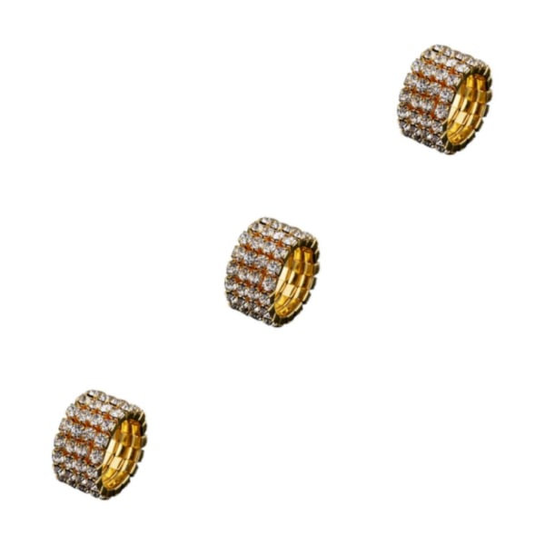 1/2/3/5 Stretch Crystal Ring Utsökt inläggning för Elegant golden 4 rows 3PCS