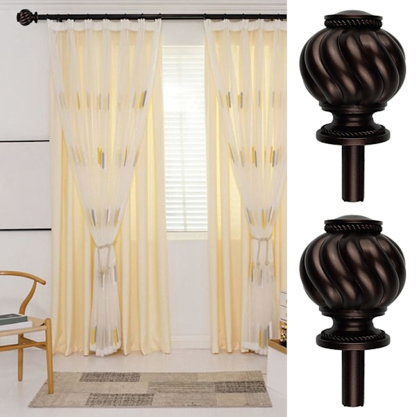 1/2/5 2 delar gardinstångsslut 3/4 tums ersättning för rummet dark brown 2 pcs 1 Pc