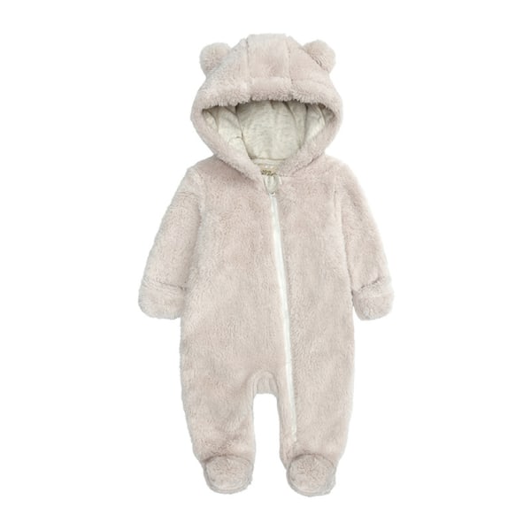 Varm och lätt att bära Baby Vinter Jumpsuit med Luva Lämplig cream color 0-3 months