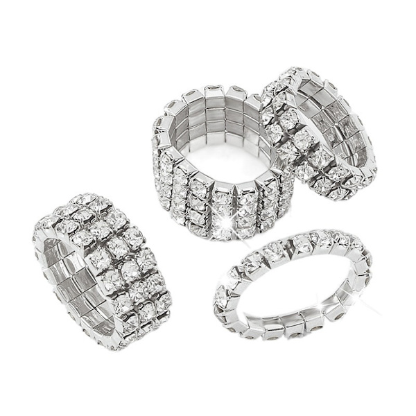 1/2/3/5 Stretch Crystal Ring Utsökt inläggning för Elegant golden 2 rows 5PCS