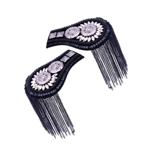 1/2/3/5 Epaulets tofs axelbrädor Legering för kläder Black 6.7x11cm 1Set