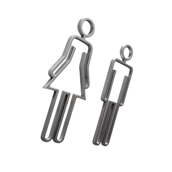 1/2/3 Män Kvinnor Toalettskylt Toalett Lätt Badrumsskylt Silver 2PCS