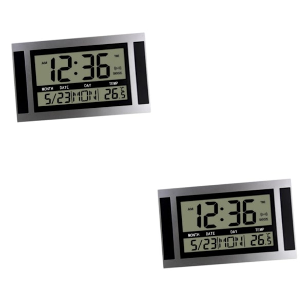 1/2 Digital Väckarklocka Nattställ Timer 12/24H Timing Vägg Silver Black 2PCS