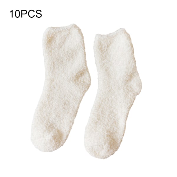 1/2/3/5 10 stycken extra tjocka och elastiska mjuka strumpor White 1 Pc