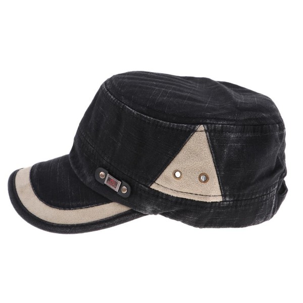 Unisex Herr Dam Fritid Bomull För Army Flat Top Cadet Cap Black