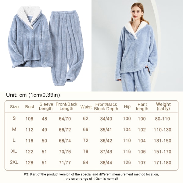 Mjuk och skön Coral Fleece pyjamas för kvinnor att värma Light blue S