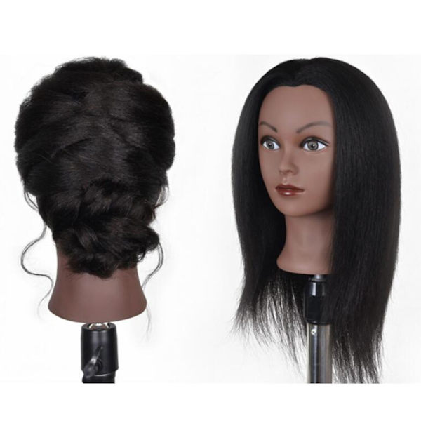 För Mångsidig Hårstyling Öva Dockhuvud Skyltdocka med 16 inch Light Black