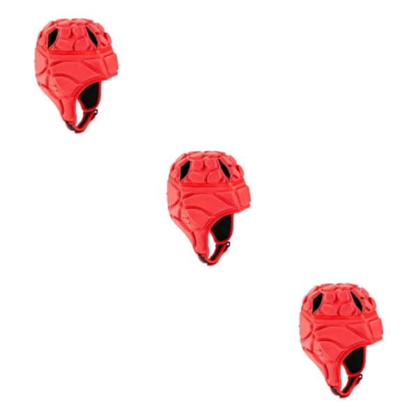 1/2/3 Rugby Huvudbonad crum Cap Hockey Head Protector Protect Hat Red S 3PCS