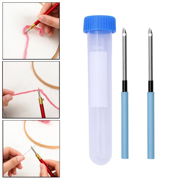 1/2/3/5 Broderi Punch Nål Penna Sysats Stickverktyg 2 Pcs Needle 1 Pc Tube 10cm 5Set