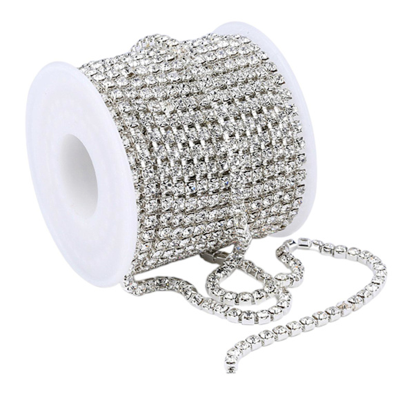 1/2 DIY Crystal 10 Yard Rhinestone Close Chain Clear Trim sömnad Silver 10m 1Set