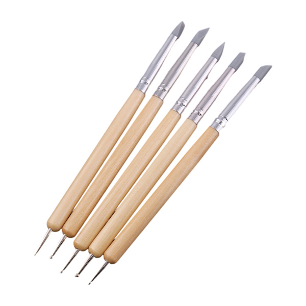 5 st/ set Dubbeländade Dotting Tools Set Wide Application burlywood