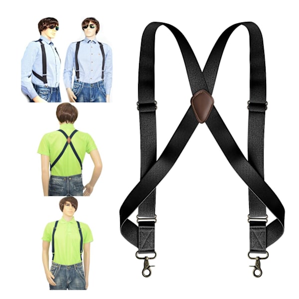 1/3/5 Mens Suspender Swivel Hook X Formad Elastisk 1,4 Bred Black 1 Pc