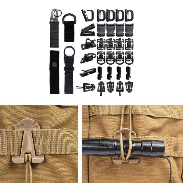 34Pieces För Molle Tillbehör för Webbing Nyckelring D-Ring Clip