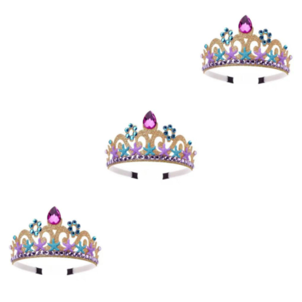 1/2/3 Crystal Girl Kids För Crown Dance Teens Costume Headdress Gold 12cm Dia 3Set