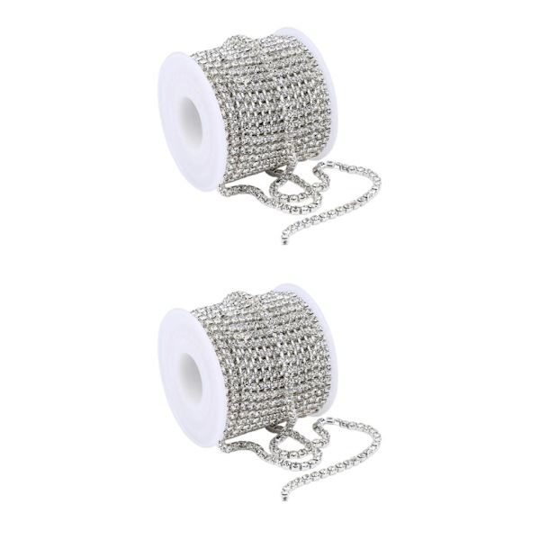 1/2 DIY Crystal 10 Yard Rhinestone Close Chain Clear Trim sömnad Silver 10m 2Set