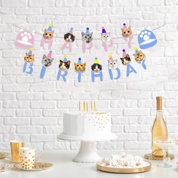 1st Set 6,5 fot Bainbow Paper Card Grattis på födelsedagen skylt för
