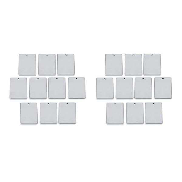 1/2/3/5 10 bitar metall platt rektangel blank stämpling För Silver 20x30mm 2Set