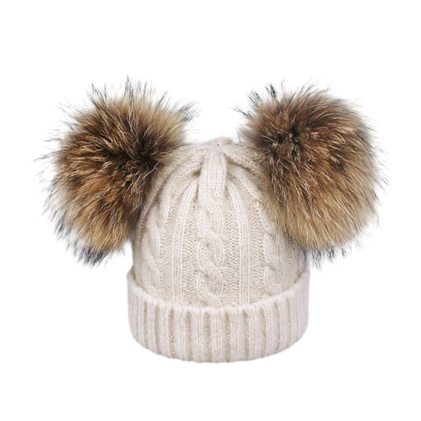 Woolen Warm Winter Hat Mjuk Och Bekväm Bred Applikation För Beige