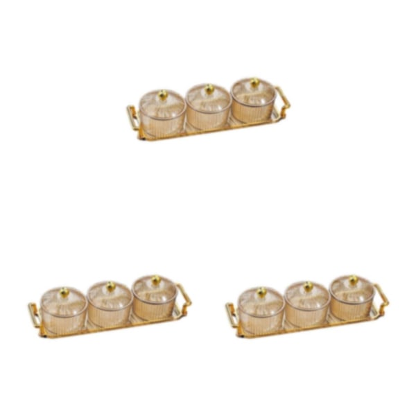1/2/3 Klart Bröllopsfruktsnacks Serveringsfat med Elegant Amber 3 Bowls 3PCS