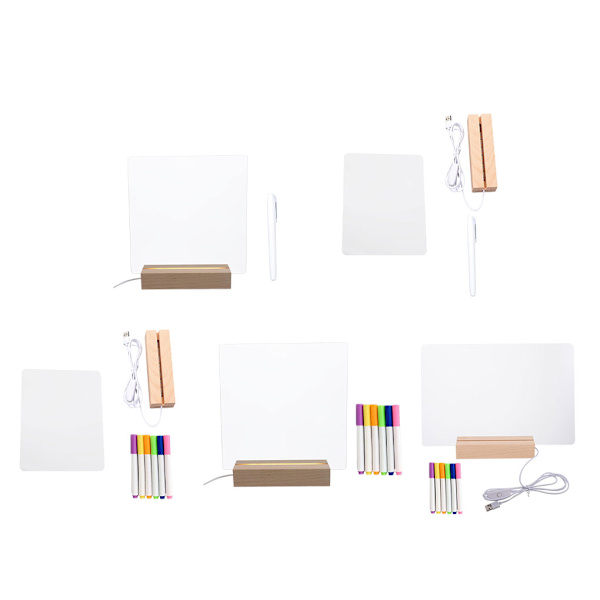 För Dry Erase Clear Board Med Light Up Stand Dr-y Erase Board 30*20cm+6 Color pen