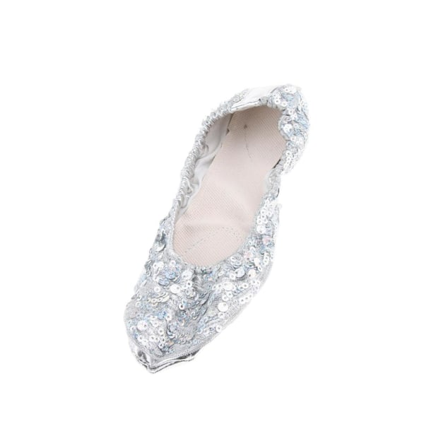 1/2/3/5 Kvinnor Tjej Magdansskor Non- För slip Soft Soles Silver M 2Set