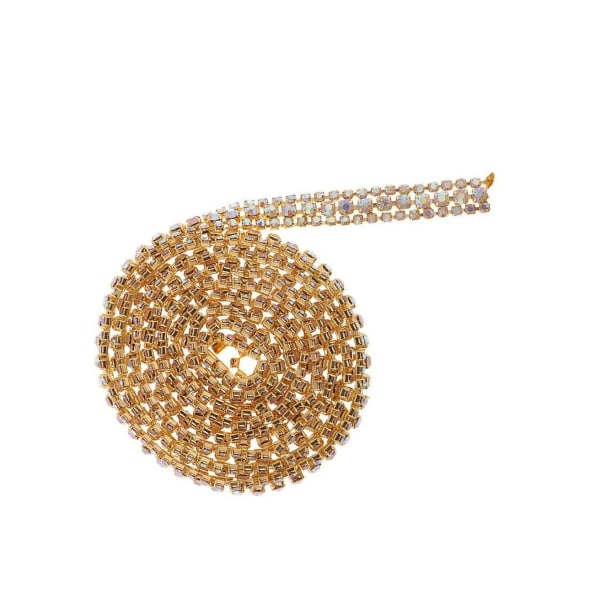 1/2/3 1 Yard Rhinestone Close Chain Trim för smycken hantverk Gold Coloured Diamond 1Set