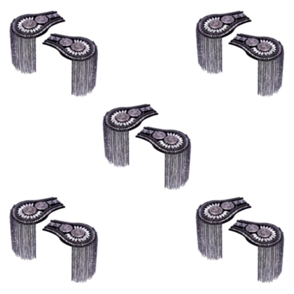 1/2/3/5 Epaulets tofs axelbrädor Legering för kläder Silver Black 6.7x11cm 5Set