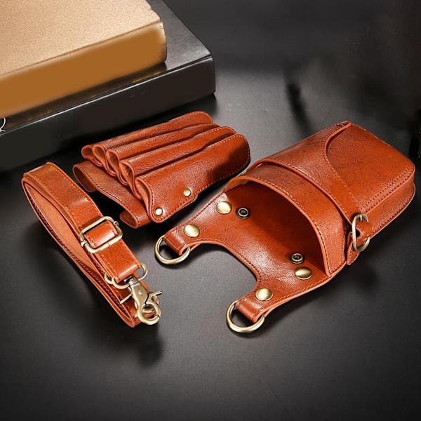 1/2/3 Barbersax hölster Frisörhållare Pouch Bag Case Brown 7.5 x 5.5 x 1.6 Inch 1Set