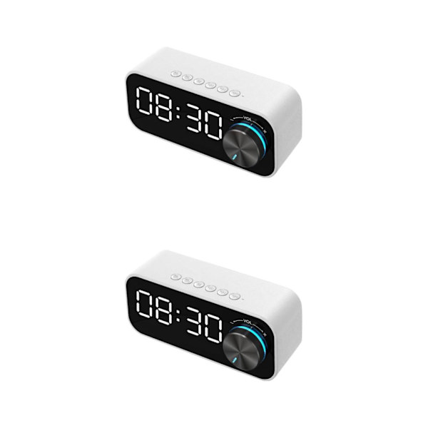 1/2/3/5 Dubbel väckarklocka Bluetooth spegel med stereohögtalare White 14.2x4.5x6cm 2Set