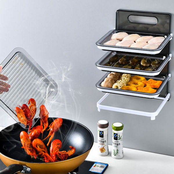 Tallrik Rack Väggmonterad Tallrik Förvaring Kök Organizer Kök Transparent gray