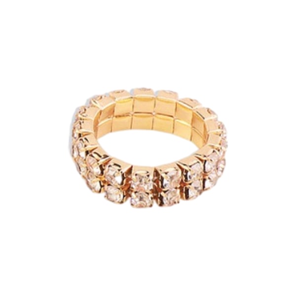 1/2/3/5 Stretch Crystal Ring Utsökt inläggning för Elegant golden 2 rows 5PCS