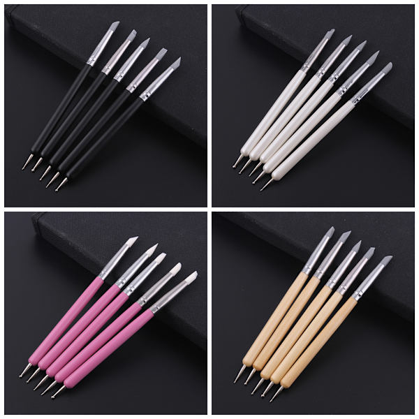 5 st/ set Dubbeländade Dotting Tools Set Wide Application rose red