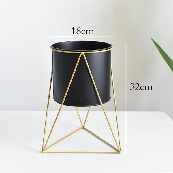 Blomkruka i metall Suckulent Krukväxtställ Nordic Style Black L