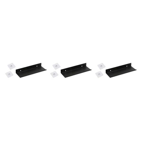 1/2/3 Skadefri För flytande väggmonterad hylla för hemmet Black M 3PCS