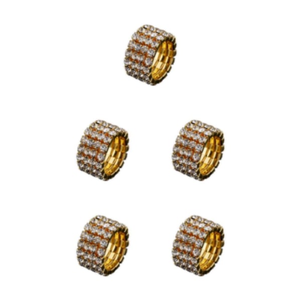 1/2/3/5 Stretch Crystal Ring Utsökt inläggning för Elegant golden 4 rows 5PCS