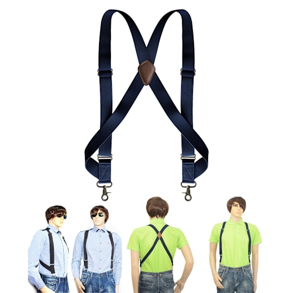 1/3/5 Mens Suspender Swivel Hook X Formad Elastisk 1,4 Bred Navy 1 Pc