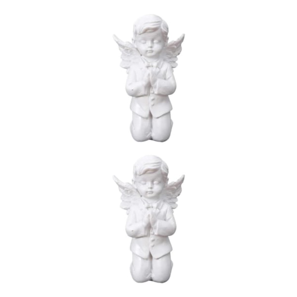 1/2 Resin White Angel Staty Desktop Decor Collection Window prayer boy 2Set