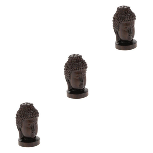 1/2/3/5 Trä Buddha Staty Staty Indien Staty Craft Ornament Buddha Head 3Set