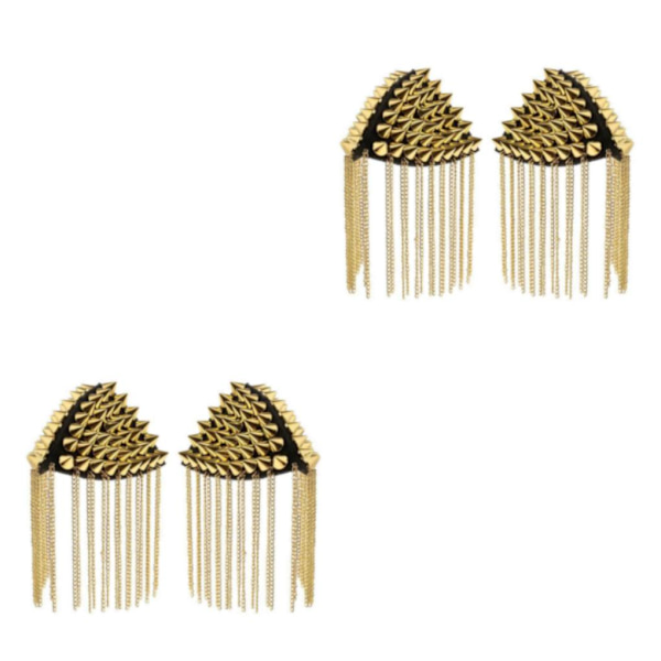 1/2 1 par Rivet Tassel Chain Epaulet Fashion Shoulder Boards Gold 11 x 12 x 5cm 2PCS