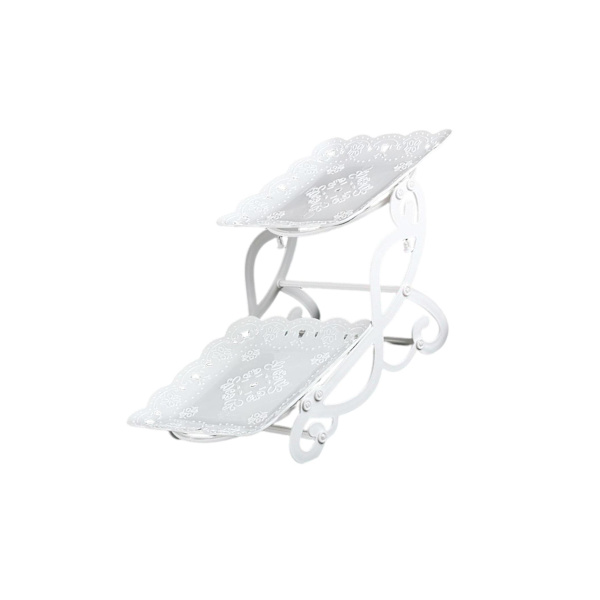 1/2 2 våningar tårtställ Snack Visningsbricka Dessertbricka för Butterfly Square 1 Pc