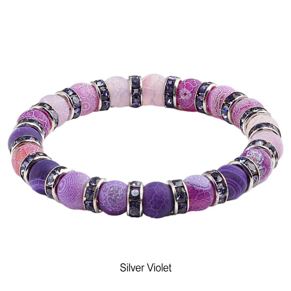 Unisex stil armband i natursten gjord med agat presentidé silver violet