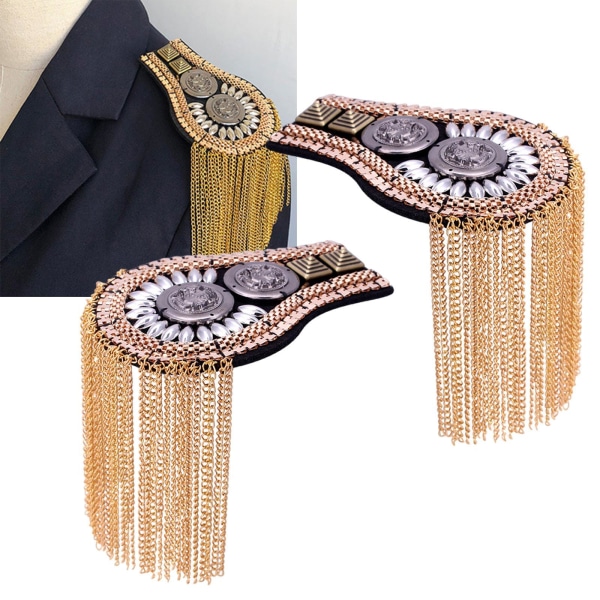1/2/3/5 Epaulets tofs axelbrädor Legering för kläder Gold 6.7x11cm 1Set