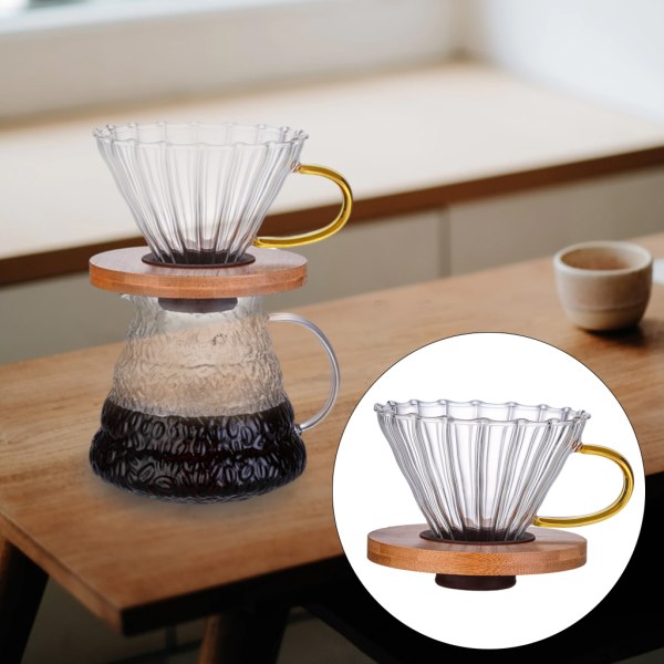1/2 klart glas kaffedroppande dropptratt för kaffe Large with Handle Medium 1Set
