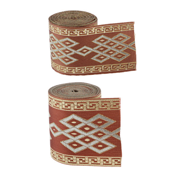1/2/3/5 5 meter/ 5,5 Yds Jacquard Trim Wide Woven Border Ribbon Red Brown 8cm x 5M 1Set