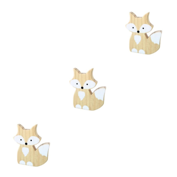 1/2/3 Trä För Fox Ornaments Dekor Väggkonst Dekoration White 12x15cm 3Set