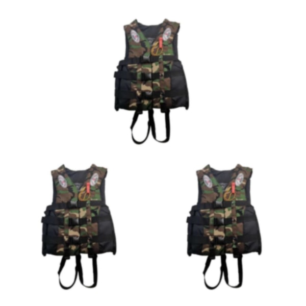 1/2/3 Vuxna Hjälpväst Kajak Ski Flytkraft Fiske Segel Vattensport Green Camouflage S 3PCS