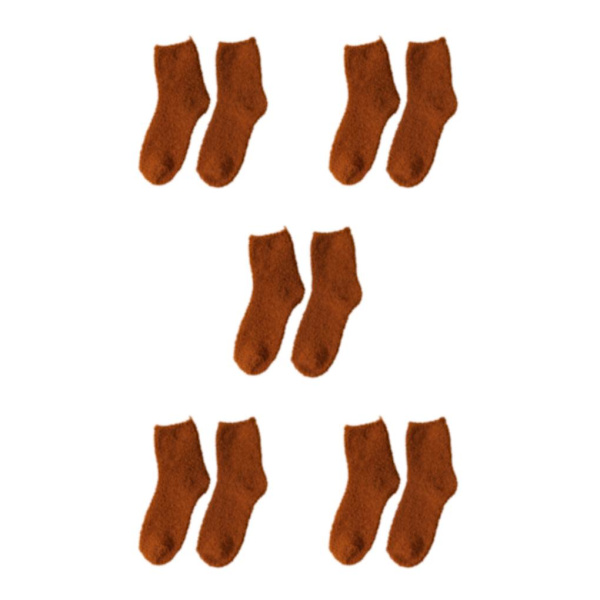 1/2/3/5 10 stycken extra tjocka och elastiska mjuka strumpor Coffee 5PCS